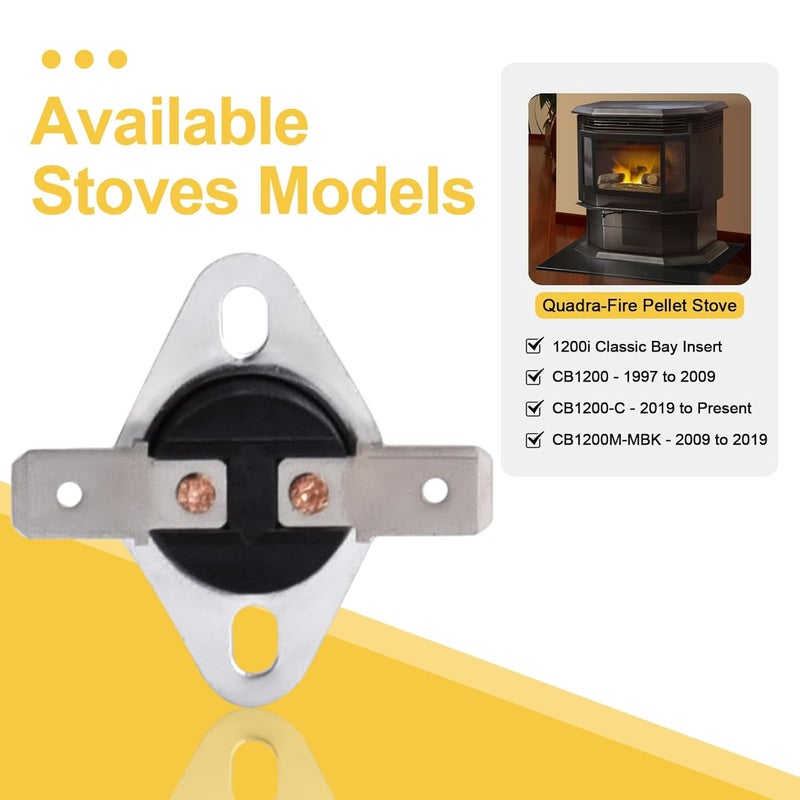 Adviace SRV230-0900 High Limit Switch for Quadra-Fire Classic Bay 1200i & CB1200 Pellet Stoves. Snap Disc #2 Safety Sensor Thermodisc, High Temp Limit 200°F, Auto-Reset Closed 160°F. - Image 2